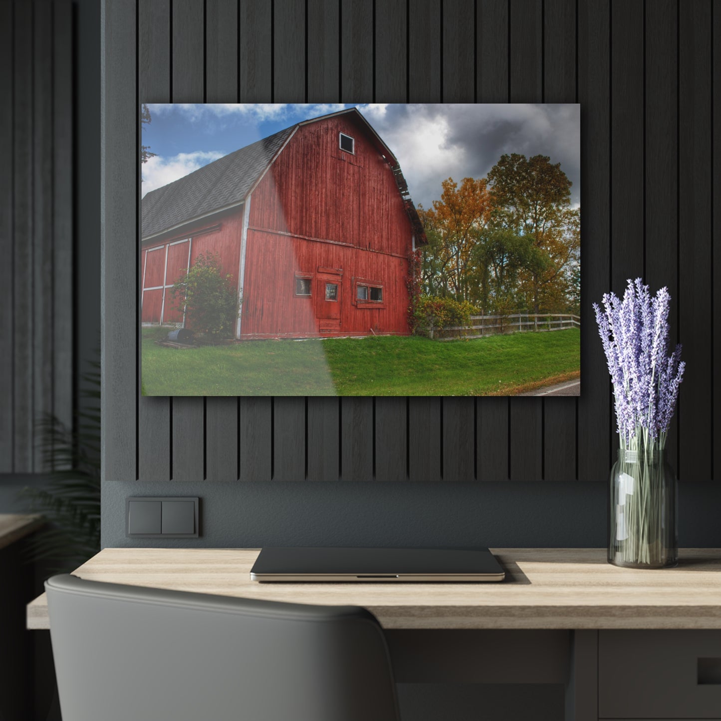 U R There Photography Hegal Road Old Red II Rustic Farmhouse Acrylic Wall Print