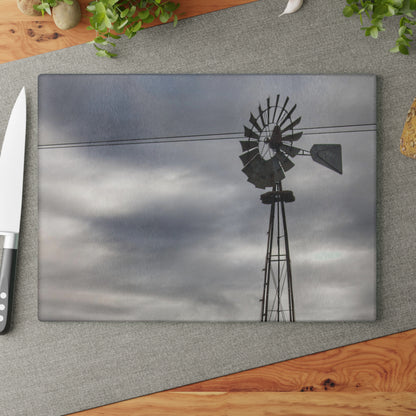 U R There Photography Valentine Road Windmill Rustic Farmhouse Tempered-Glass Cutting Board