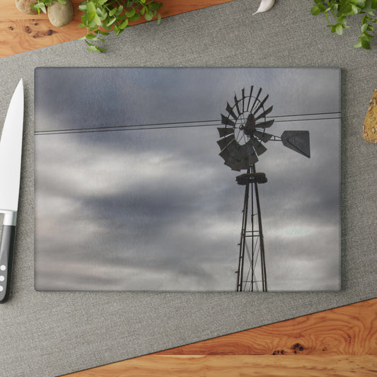 U R There Photography Valentine Road Windmill Rustic Farmhouse Tempered-Glass Cutting Board