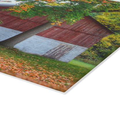 U R There Photography M-25 Red Rustic Farmhouse Tempered-Glass Cutting Board