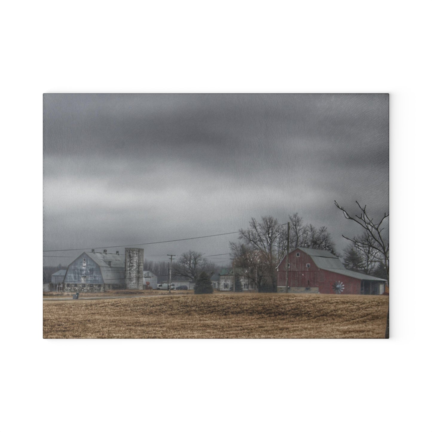 U R There Photography Daley Road Duo Rustic Farmhouse Tempered-Glass Cutting Board