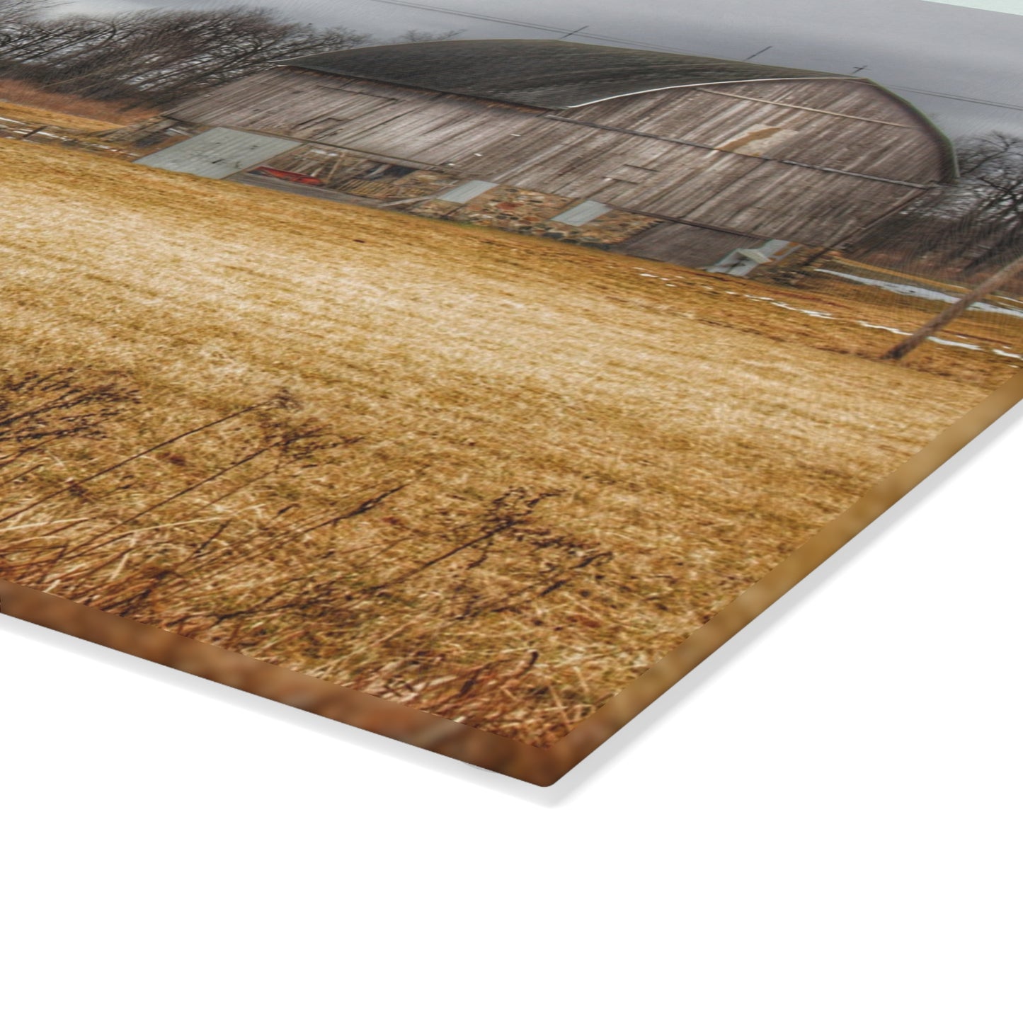 U R There Photography Laur Road Grey Rustic Farmhouse Tempered-Glass Cutting Board