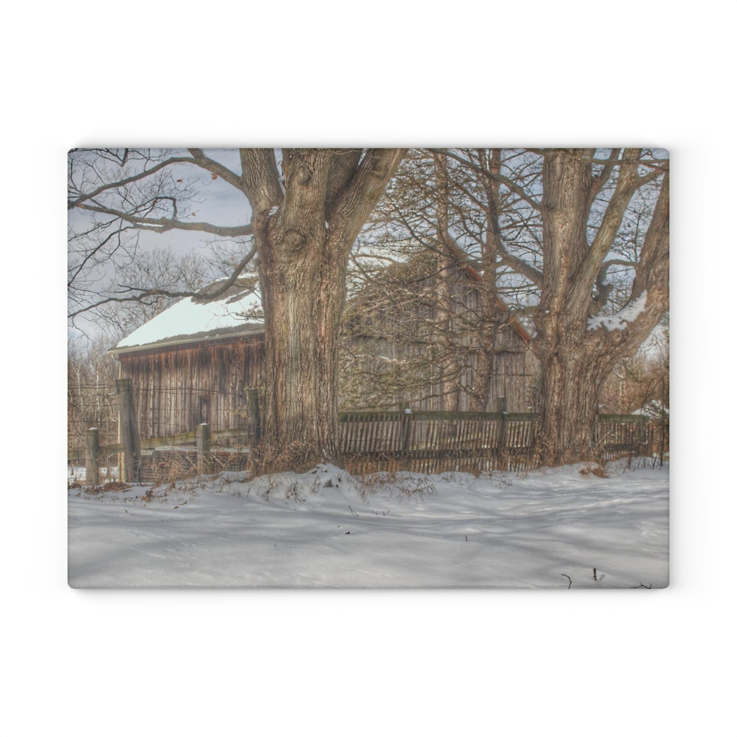U R There Photography English Road Grey Rustic Farmhouse Tempered-Glass Cutting Board