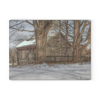 U R There Photography English Road Grey Rustic Farmhouse Tempered-Glass Cutting Board