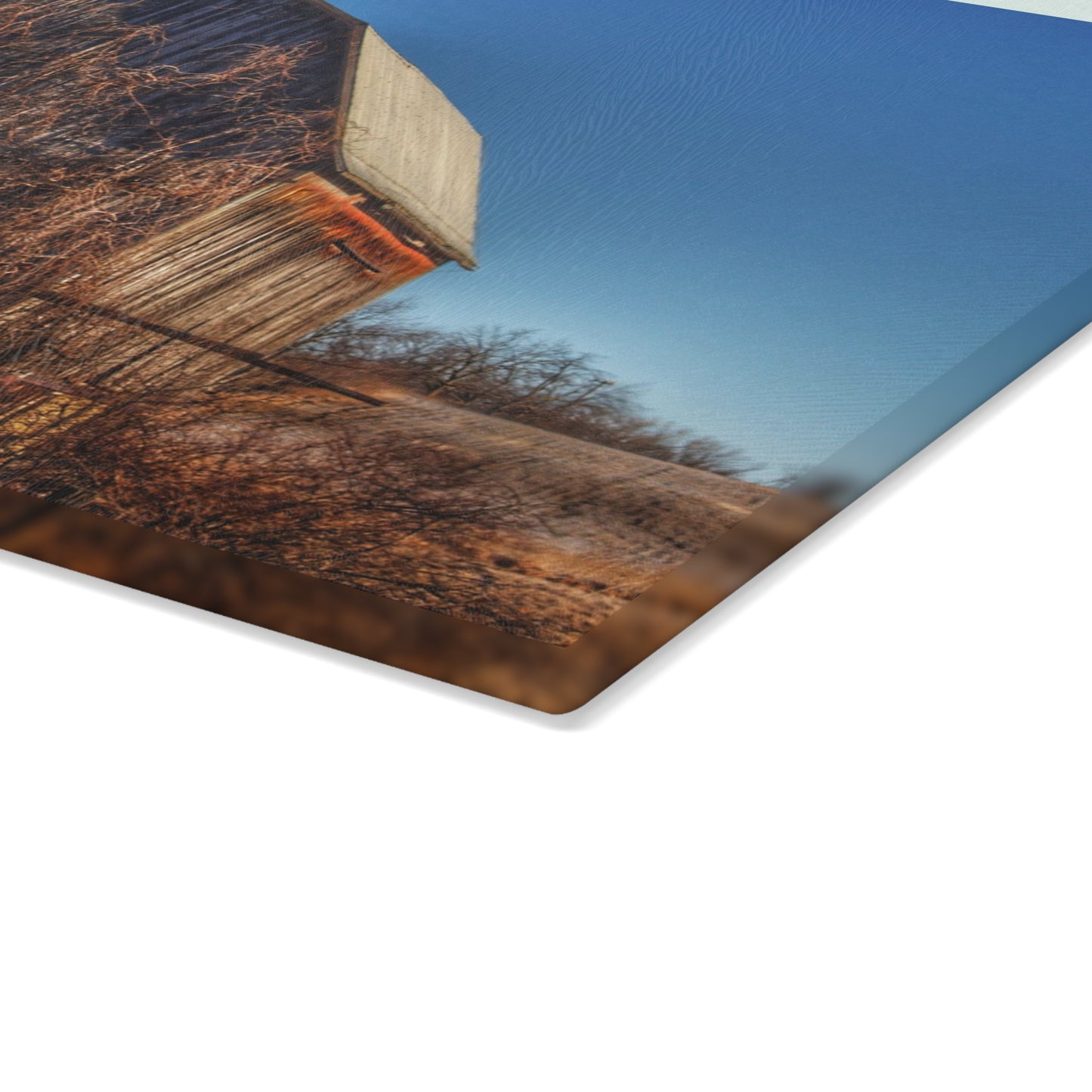 U R There Photography Newark Road Brown Beauty Rustic Farmhouse Tempered-Glass Cutting Board