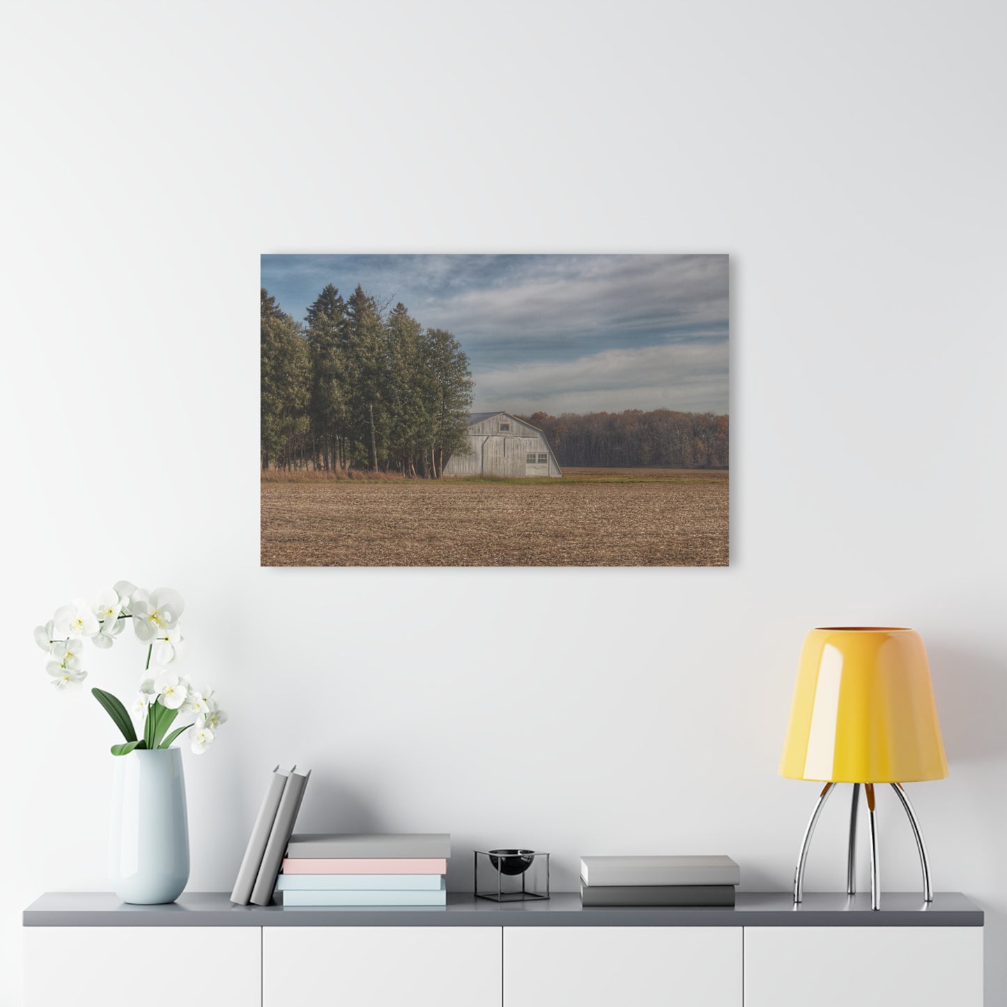U R There Photography Grey Quonset Among the Pines Rustic Farmhouse Acrylic Wall Print