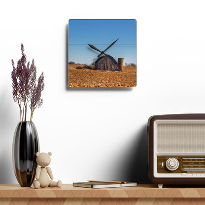 U R There Photography Hurd Corners Grey Rustic Farmhouse Acrylic Analog Wall Clock