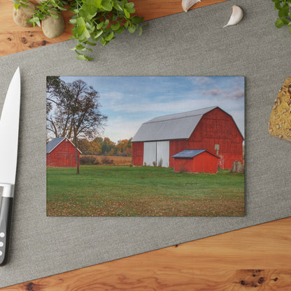 U R There Photography Ruth Reds Rustic Farmhouse Tempered-Glass Cutting Board