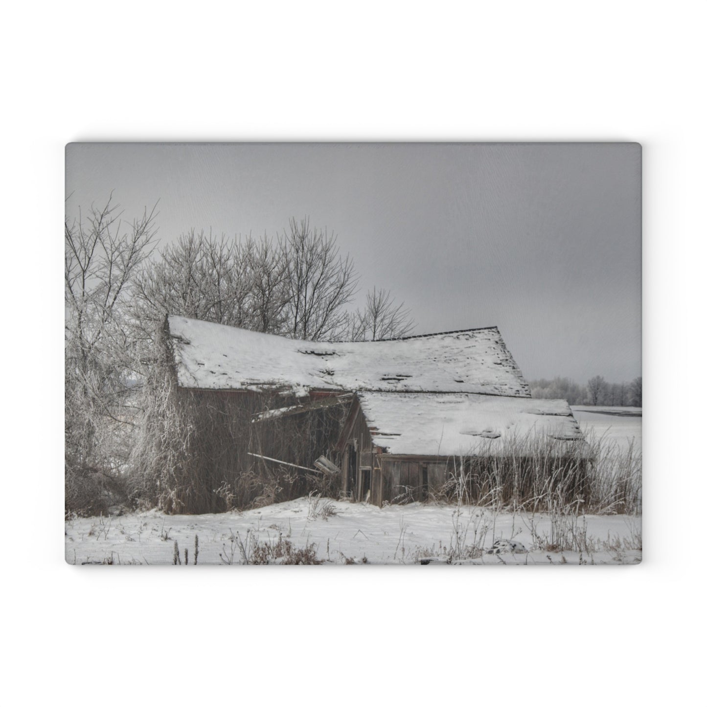 U R There Photography Grey Shacks of Mayville Rustic Farmhouse Tempered-Glass Cutting Board