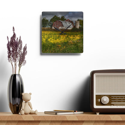 U R There Photography Remnants Rustic Farmhouse Acrylic Analog Wall Clock