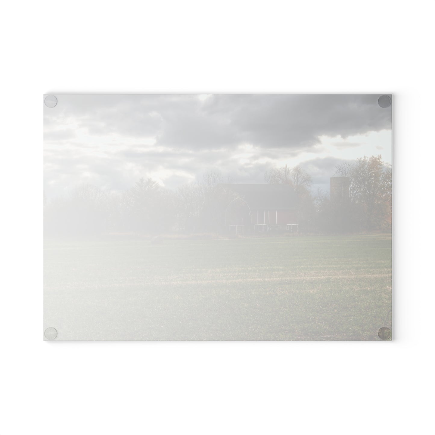 U R There Photography Booth Road Hidden Red II Rustic Farmhouse Tempered-Glass Cutting Board