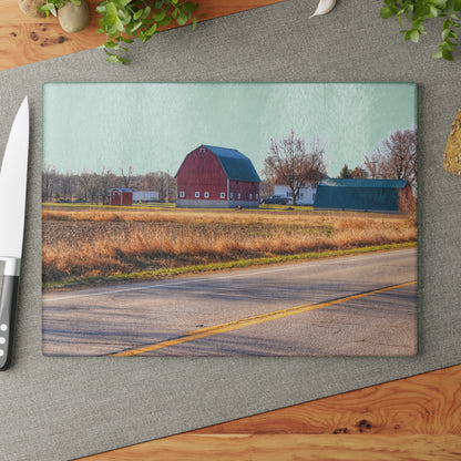 U R There Photography Baldwin Barn Brothers II Rustic Farmhouse Tempered-Glass Cutting Board