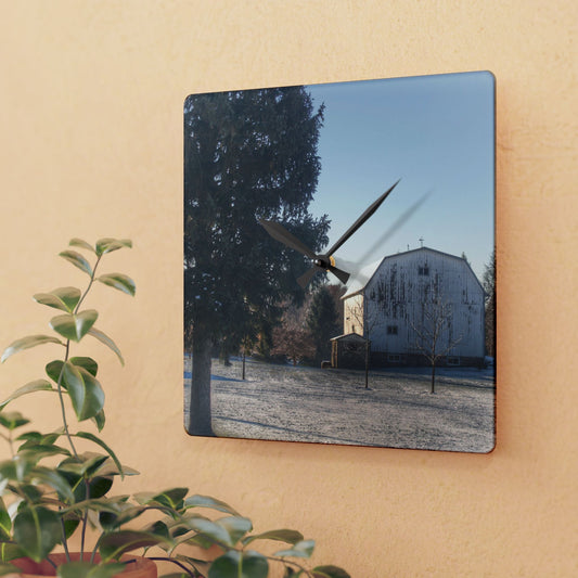 U R There Photography Washburn White Rustic Farmhouse Acrylic Analog Wall Clock