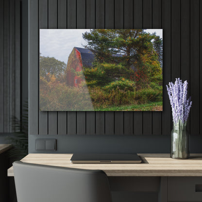 U R There Photography Green Corners Road Hidden Red Rustic Farmhouse Acrylic Wall Print