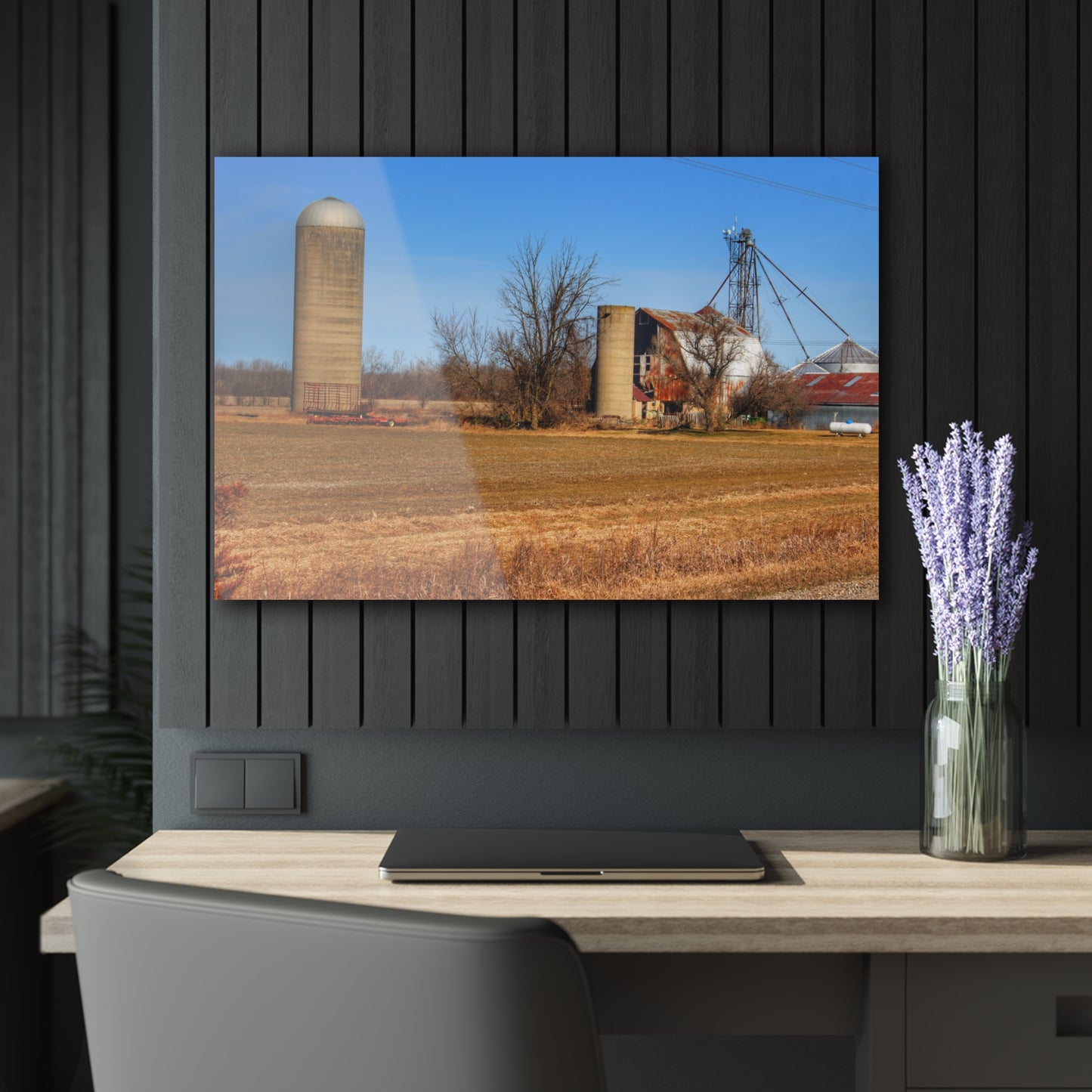 U R There Photography North Cemetery Roads Forgotten Grey Rustic Farmhouse Acrylic Wall Print