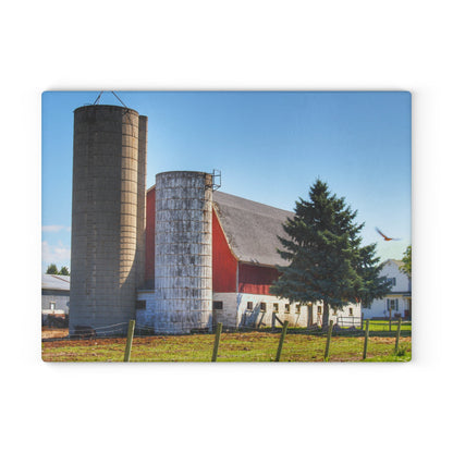 U R There Photography Hunters Creek Road Cow Barn I Rustic Farmhouse Tempered-Glass-Cutting Board