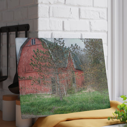 U R There Photography Hickory Ridge Red II Rustic Farmhouse Tempered-Glass Cutting Board