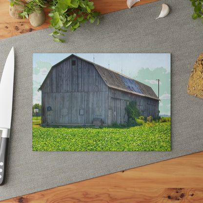 U R There Photography Morning Roadside Grey Rustic Farmhouse Tempered-Glass Cutting Board