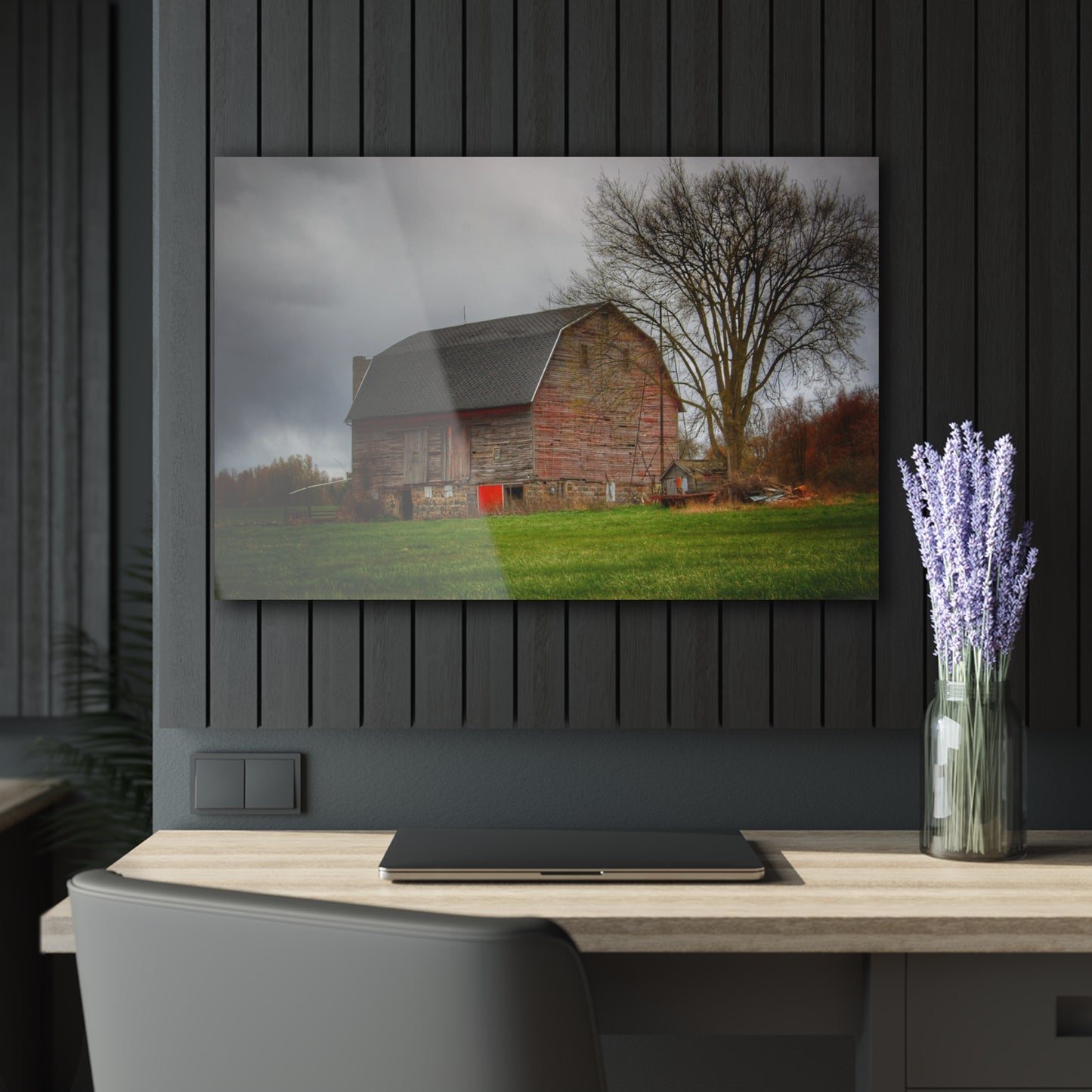 U R There Photography Ashley Drive Fieldstone Red Rustic Farmhouse Acrylic Wall Print