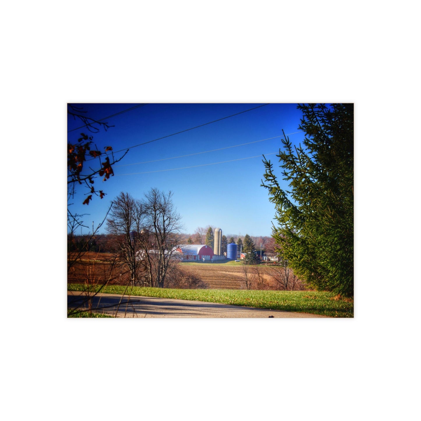 U R There Photography Across the Field on Brocker Road Rustic Farmhouse Decorative Ceramic Tile