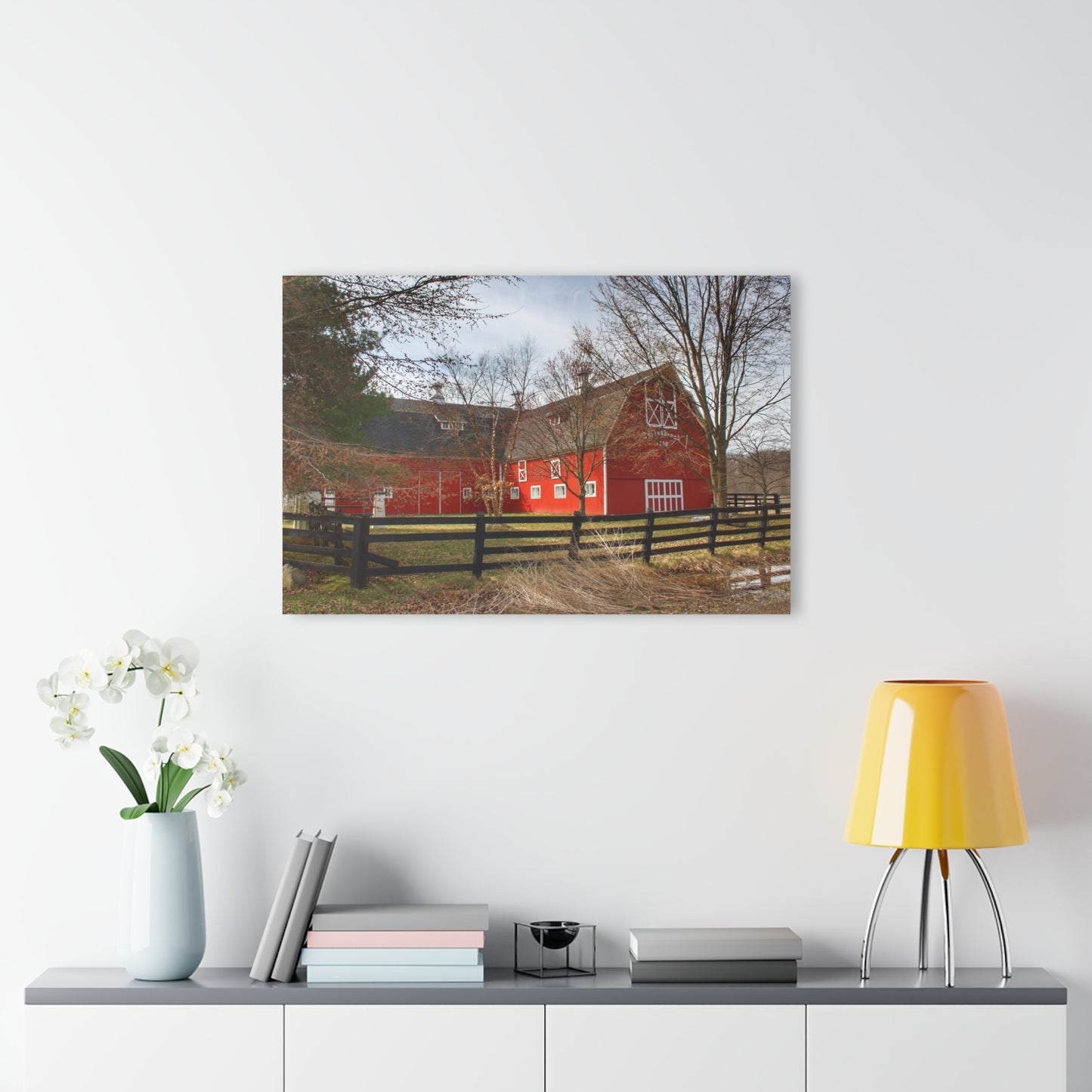 U R There Photography Thornville Road Red Rustic Farmhouse Acrylic Wall Print