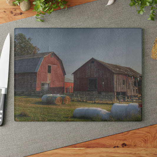 U R There Photography Irish Road Old Reds I Rustic Farmhouse Tempered-Glass Cutting Board