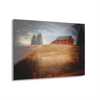 U R There Photography Grey Road Hillside Red II Rustic Farmhouse Acrylic Wall Print