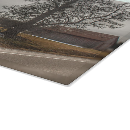 U R There Photography Roadside Greys Rustic Farmhouse Tempered-Glass Cutting Board