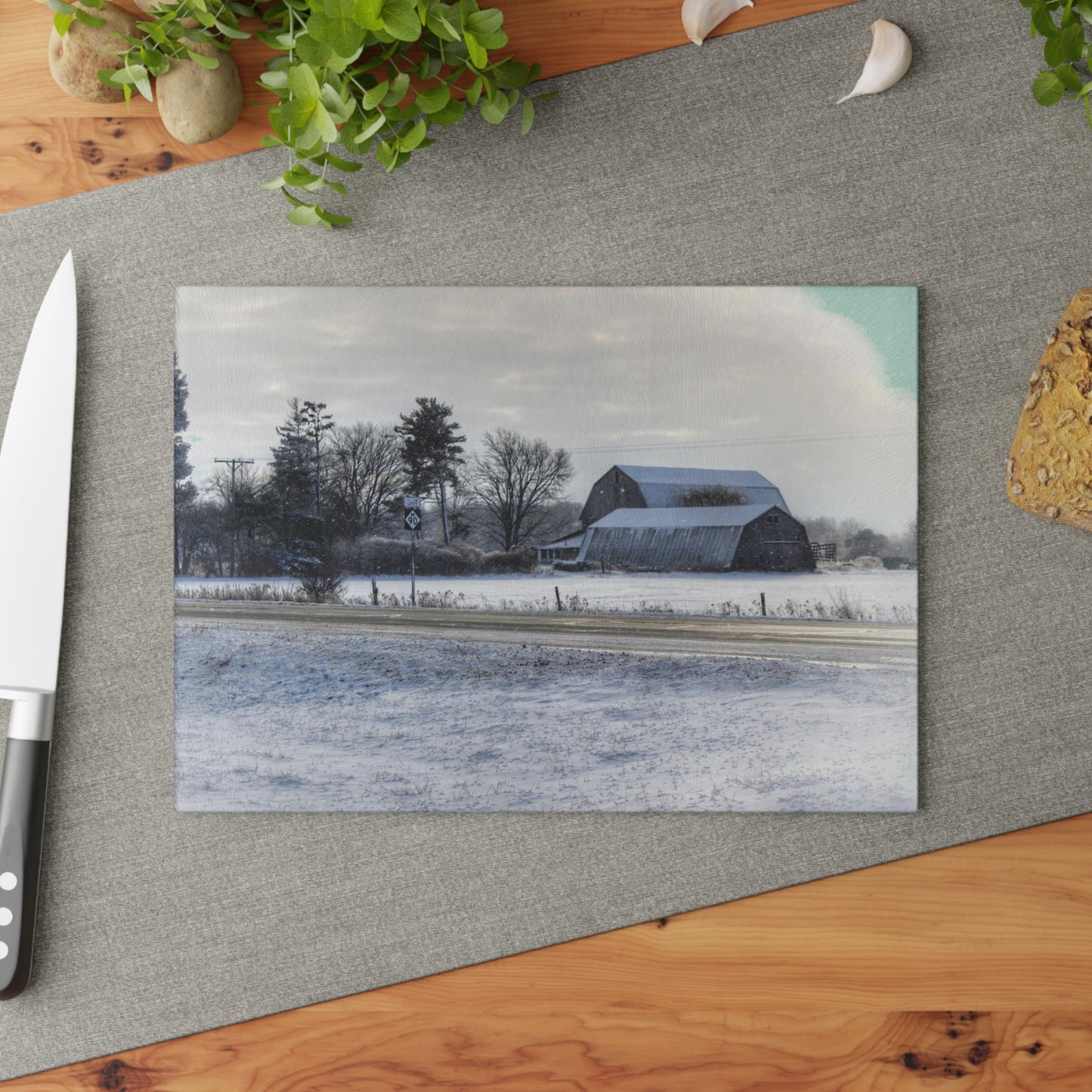 U R There Photography Otter Lake Road Greys Rustic Farmhouse Tempered-Glass Cutting Board