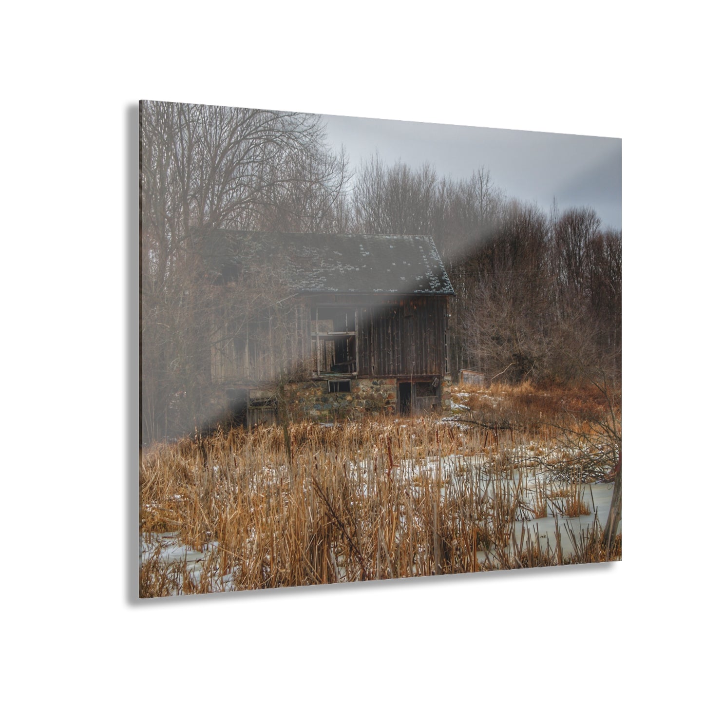 U R There Photography Norway Lake Hidden Grey I Rustic Farmhouse Acrylic Wall Print