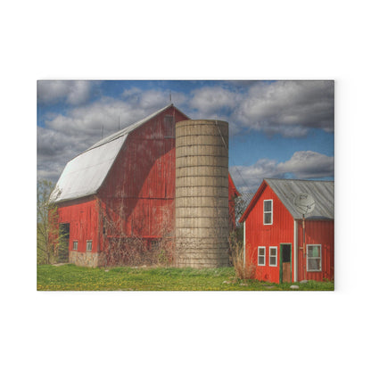 U R There Photography McDowell Road Reds I Rustic Farmhouse Tempered-Glass Cutting Board