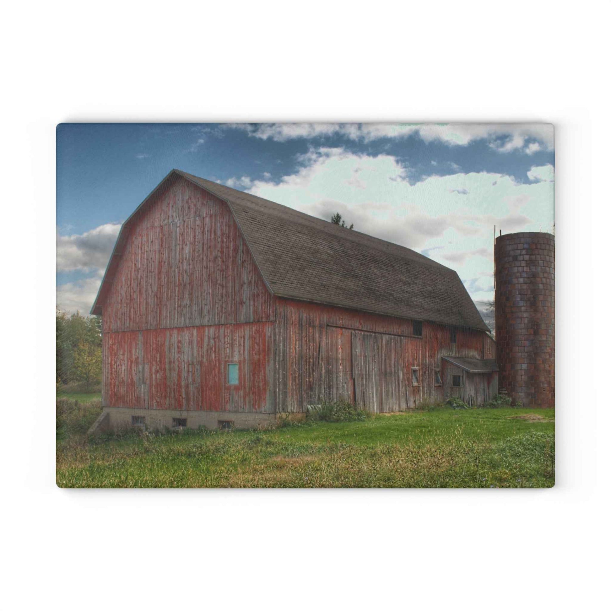 U R There Photography Baldwin Road Red I Rustic Farmhouse Tempered-Glass Cutting Board