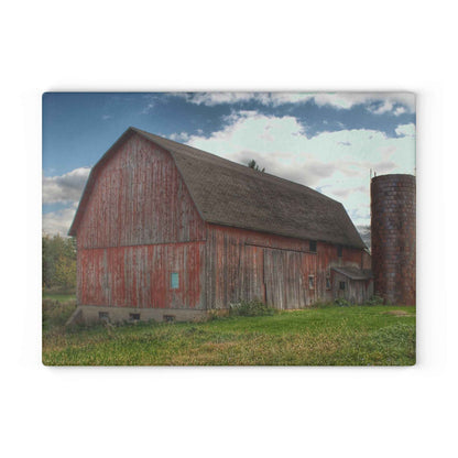 U R There Photography Baldwin Road Red I Rustic Farmhouse Tempered-Glass Cutting Board