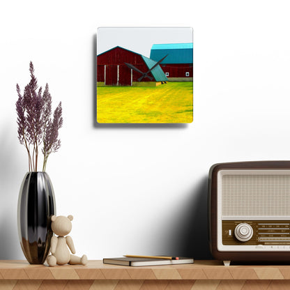 U R There Photography Baldwin Barn Brothers I Rustic Farmhouse Acrylic Analog Wall Clock