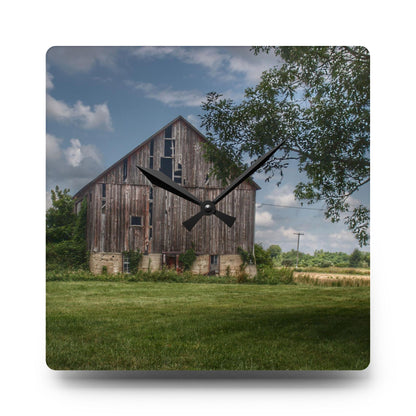 U R There Photography Bohms Road Grey I Rustic Farmhouse Acrylic Analog Wall Clock