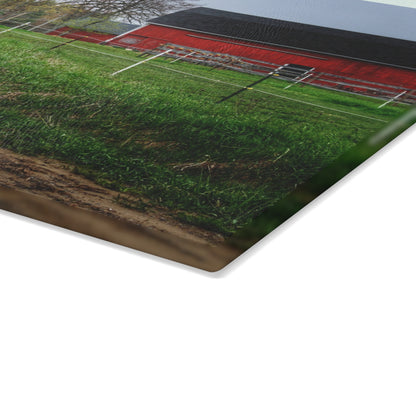 U R There Photography West Lake Road Farm and Filly I Rustic Farmhouse Tempered-Glass Cutting Board