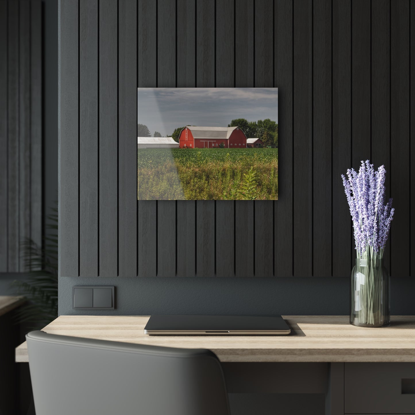 U R There Photography Townline Road Red Rustic Farmhouse Acrylic Wall Print