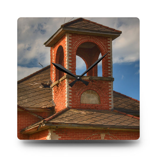 North Grove Road Schoolhouse II Rustic Farmhouse Acrylic Analog Wall Clock 10.75'' × 10.75'' (Square)