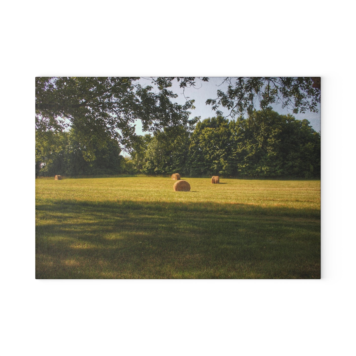 U R There Photography Summer Haybales I Rustic Farmhouse Tempered-Glass Cutting Board