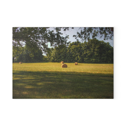 U R There Photography Summer Haybales I Rustic Farmhouse Tempered-Glass Cutting Board