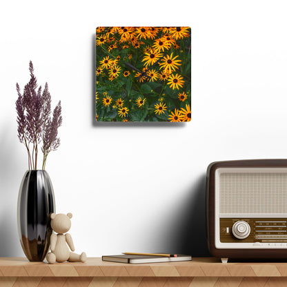 U R There Photography Black-Eyed Susan Rustic Farmhouse Acrylic Analog Wall Clock