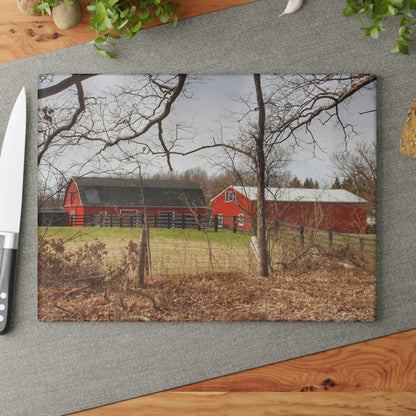 U R There Photography Hidden Hosner Reds Rustic Farmhouse Tempered-Glass Cutting Board