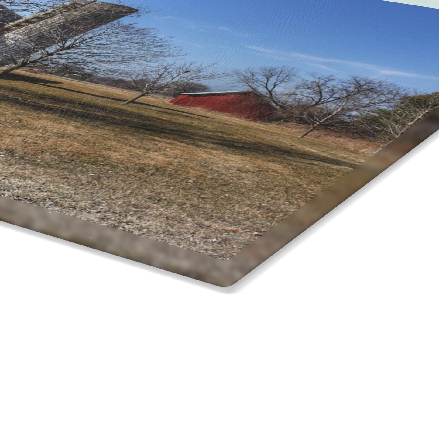 U R There Photography Romeo Plank Road Reds I Rustic Farmhouse Tempered-Glass Cutting Board