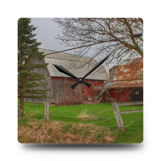 Dodge Road Forgotten Greys Rustic Farmhouse Acrylic Analog Wall Clock