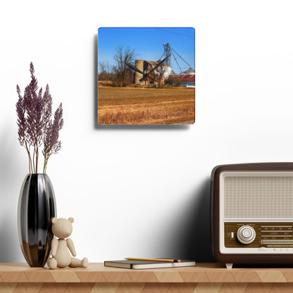 U R There Photography North Cemetery Roads Forgotten Grey Rustic Farmhouse Acrylic Analog Wall Clock