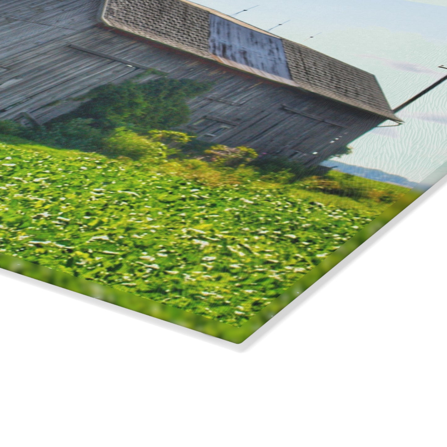 U R There Photography Morning Roadside Grey Rustic Farmhouse Tempered-Glass Cutting Board