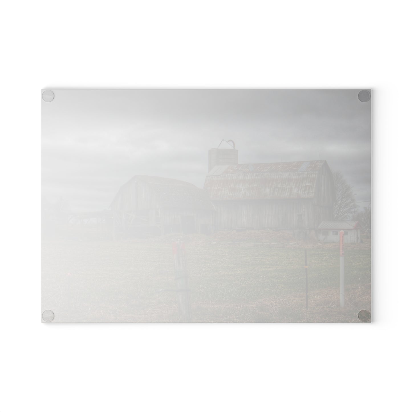 U R There Photography Dodge Road Grey II Rustic Farmhouse Tempered-Glass Cutting Board
