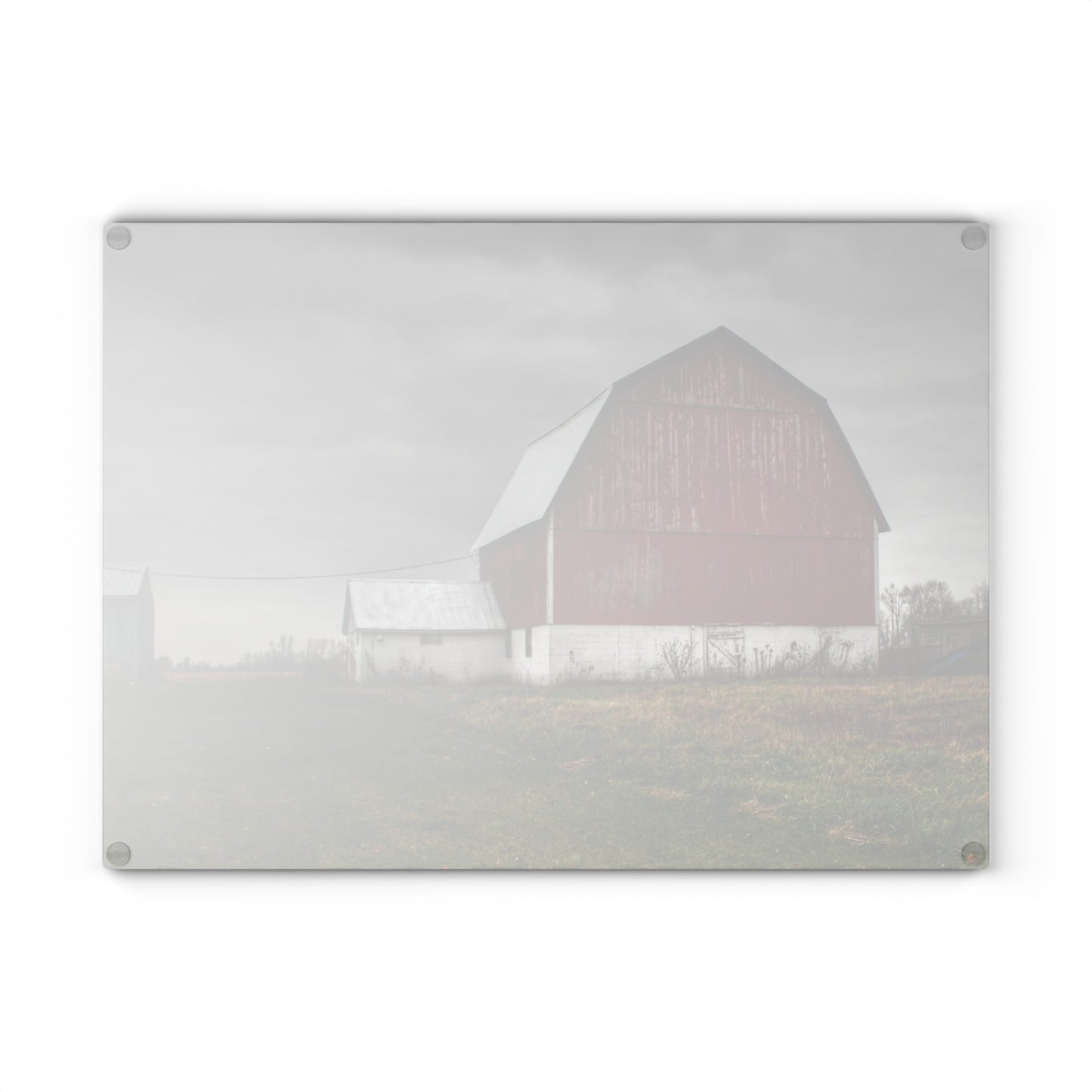 U R There Photography Mills Road Red I Rustic Farmhouse Tempered-Glass Cutting Board