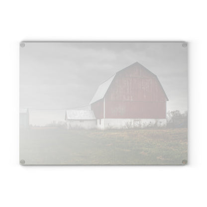 U R There Photography Mills Road Red I Rustic Farmhouse Tempered-Glass Cutting Board