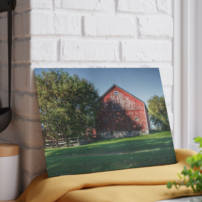U R There Photography Five Lakes Red III Rustic Farmhouse Tempered-Glass Cutting Board 8"x 11"